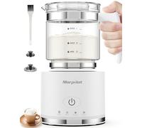 Morpilot Milk Frother - Espumador de leche eléctrico de cristal, 4 en 1 función, bonito a la vista, capacidad de 250 ml para espumar o 500 ml para calentar, diseño dividido, blanco