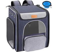 morpilot Mochila para Gatos, Mochila de Transporte Plegable para Gatos y Perros, tamaño pequeño para Acampar y Viajar, Mochila Transpirable para Perros con Correa Interna y Cuenco Plegable