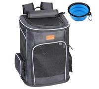 morpilot Mochila Transportín Perro, Mochila Transportín Gato Bien Ventilado con Correa de Seguridad Interior, Bolsa de Transporte para para Gatos y Perros Pequeños Gatos (32 x 28 x 42 cm) Gris Oscuro