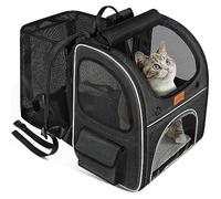 morpilot Mochila Transportín Perro, Mochila Transportín Gato Bien Ventilado con Correa de Seguridad Interior, Bolsa de Transporte para para Gatos y Perros (Gris, X-Large)