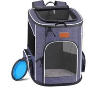 morpilot Mochila Transportín Perro, Mochila Transportín Gato Bien Ventilado con Correa de Seguridad Interior, Bolsa de Transporte para Para Gatos y Perros Pequeños (13*11*16.5 inch) + Tazón Plegable