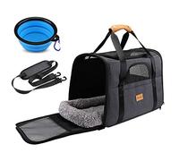 morpilot Transportador para Gatos, Aprobado por aerolíneas, Bolsa portátil para Perro, Jaula de Viaje pequeña Transpirable con Correa Ajustable para el Hombro y Cuenco, Gris