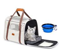 Morpilot Transportador para Gatos, Mascota aprobada por aerolíneas, Bolsa portátil para Perro, Jaula de Viaje pequeña Transpirable con Correa Ajustable para el Hombro y Cuenco