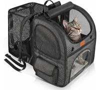 Morpilot Transportin Gato Mochila Gato para Perros Máxima 8 kg, Bolsa para Mascotas Extensible Plegable Pequeños Mochila Gatos Transporte 35 x 30 x 42cm