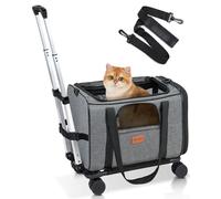 Morpilot Transportin Gatos Perros con Ruedas y Varilla Telescópica Bolsa Transporte de Viaje para Gatos Perro Plegable Carro con Cuenco y Ruedas Extraíbles(Gris 43 x 28 x 28 cm)