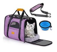 morpilot Transportín Perro Gato, Bolsa Transporte Transpirable para Mascotas, Portador de Viaje con Correa de Hombro Ajustable, Transporte de Gato con Colchón Suave+Tazón (17.3 * 12.2 * 13.4 Inch)