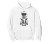 Morrigan Celtic Raven Diosa Guerrero Sagrado Line Art Sudadera con Capucha