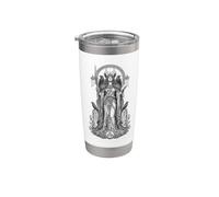 Morrigan Celtic Raven Diosa Guerrero Sagrado Line Art Vaso térmico de acero inoxidable de doble pared