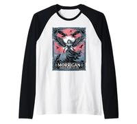 Morrigan diosa de la guerra y el destino con cuervos y alas Camiseta Manga Raglan
