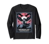 Morrigan diosa de la guerra y el destino con cuervos y alas Manga Larga