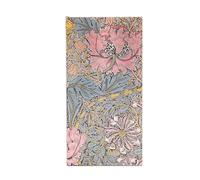 Morris Pink Honeysuckle (William Morris) Slim 12-month Horizontal Hardback Dayplanner 2025 (Elastic Band Closure): tydzień na dwóch stronach, zamykany na gumkę, papier 100 gsm
