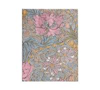 Morris Pink Honeysuckle (William Morris) Ultra 12-month Vertical Hardback Dayplanner 2025 (Elastic Band Closure): tydzień na dwóch stronach, zamykany na gumkę, papier 100 gsm