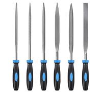 MORROWIND Juego 6 Limatones Aguja, Ø 5 mm Largo 180 mm, Acero Aleado Templado, Mini Lima para Metal Madera Plástico, Plana Warding Cuadrada Triangular Redonda Media Caña, Azul