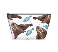Morsa Marrón Acuarela, Bolsa de artículos de tocador Bolsa de Maquillaje Bolsa de cosméticos Bolsa de artículos de tocador de Viaje portátil