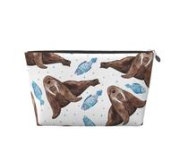 Morsa Marrón Acuarela, Bolsa de artículos de tocador Bolsa de Maquillaje Bolsa de cosméticos Bolsa de artículos de tocador de Viaje portátil