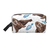 Morsa Marrón Acuarela, Bolsa de Maquillaje Bolsa de cosméticos Bolsa de artículos de tocador de Viaje portátil Organizador de Bolsa de Maquillaje