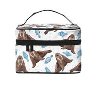 Morsa Marrón Acuarela, Bolsa de Maquillaje Bolsa de cosméticos Bolsa de Aseo de Viaje portátil Estuche para lápices