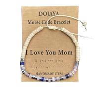 Morse Code - Pulsera de jaspe blanco con amatista, ajustable, bohemia, inspiradora, para mujer, joyería de cumpleaños, regalo para el día de la madre, M, Piedra, No es una piedra preciosa