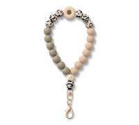 MORSUNBELA Cadena de teléfono móvil cordón de perlas cortas con motivo de leopardo pulsera para teléfono móvil llavero correa