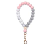 MORSUNBELA Cadena para teléfono móvil con perlas, color rosa, universal, para muñeca, llavero, pulsera de perlas de madera