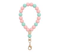 MORSUNBELA Cadena para teléfono móvil con perlas para muñeca, llavero, cinta para llavero, correa para teléfono móvil, color rosa