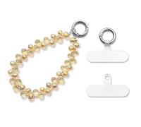 MORSUNBELA Cadena universal para teléfono móvil, pulsera corta, colgante de mano, colgante de mano, joyería para teléfono móvil, cadena de perlas, Plástico, No es una piedra preciosa