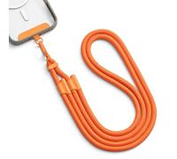 MORSUNBELA Cordon para Movil Cuerda para Movil, Colgador Movil Cuello Ajustable 40-80 cm, para uso Aiario, Viajes y Actividades al Aire Libre, con Parche de Cordon, Naranja