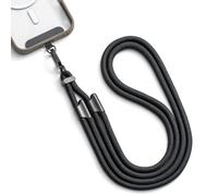 MORSUNBELA Cordon para Movil Cuerda para Movil, Colgador Movil Cuello Ajustable 40-80 cm, para uso Aiario, Viajes y Actividades al Aire Libre, con Parche de Cordon, Negro