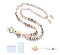 MORSUNBELA Lanyard - Funda para tarjetas de identificación con cinta, soporte para tarjetas de identificación, llavero extensible rosa