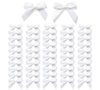 MORSUNBELA Lazos pequeños decorativos blancos para regalo, autoadhesivos, regalo para envolver regalos, San Valentín, boda, Navidad, 50 unidades