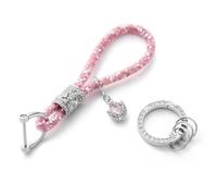 MORSUNBELA Llavero con strass brillantes, llavero para coche con cristales, llavero para mujer, Rosa., M