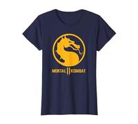 Mortal Kombat 11 Dragon Logo Camiseta, Mujer, Azul Marino, XXL