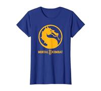 Mortal Kombat 11 Dragon Logo Camiseta, Mujer, Azul Real, XL
