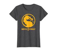Mortal Kombat 11 Dragon Logo Camiseta, Mujer, Jaspeado Oscuro, XXL
