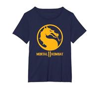 Mortal Kombat 11 Dragon Logo Camiseta, Mujer Tallas Grandes, Azul Marino, 4XL Grande