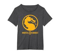 Mortal Kombat 11 Dragon Logo Camiseta, Mujer Tallas Grandes, Jaspeado Oscuro, 1XL Grande