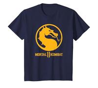 Mortal Kombat 11 Dragon Logo Camiseta, Niños, Azul Marino, 12 años