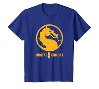 Mortal Kombat 11 Dragon Logo Camiseta, Niños, Azul Real, 12 años