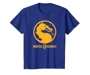 Mortal Kombat 11 Dragon Logo Camiseta, Niños, Azul Real, 12 años