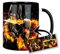 Mortal Kombat Scorpion Taza Interior y Asa Negra Ceramica Mug