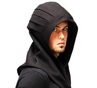Mortal Ninja Hood Black Kombat Mask Scorpion Costume Sub Zero Cosplay Tech Dark Wear, Negro, Talla única