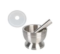 Mortero Cocina Trituradora de café hierbas y ajo acero inoxidable, juego molienda, pastilla especias, mezcla, trituradora, tazón, mortero(S Silicone cover)