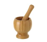 Mortero con mazo oriental marrón de bambú para cocina Sol Naciente - LOLAhome