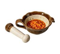 Mortero de cerámica tradicional, muele especias fácilmente con herramientas | Cuenco de cerámica para preparación manual, adecuado para cocinar en dormitorios, cocinas domésticas, camping y restaurantes