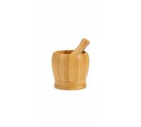 Mortero de Cocina de Bambú/Madera 10x10 cm con Pistilo - Base Estable, Compacto y Natural - Ideal para Hierbas, Especias y Ajos - Herramienta Gourmet Rústica para Cocina Casera