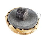 Mortero de granito pequeño de 15 cm con placa de piedra para especias y sal, ideal para camping y uso primitivo