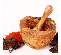 Mortero de Madera de Olivo Con Borde Natural - Hecho a Mano, Sostenible, Para Cocina (Ø 10 cm)