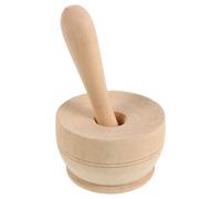 Mortero de Madera Redondo para Especias, Molido Fino y Aroma | Tazón Compacto de Encimera, Estilo Moderno Artesanal, Mazo Incluido, Acabado Liso Color Caqui