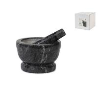 Mortero De Mármol Negro Con Mano De Mortero 18 Cm, Rombo