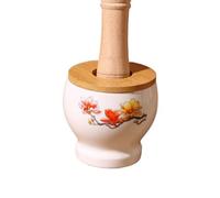 Mortero de molienda Juego de molienda mortero y maja madera for uso doméstico, mazo ajo cerámica alta temperatura, molinillo hierbas Manual cocina